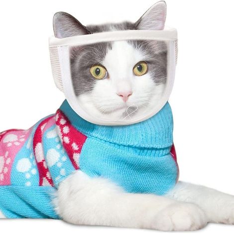 Multifunktionaler, transparenter Katzenmaulkorb für Katzen, die beißen und kauen, mittlere Größe (1/5)