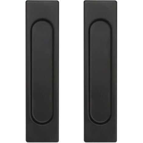 Sliding Door Handle, Set of 2 Self-Adhesive Black Aluminum Sliding Door Handles, No Drilling Required, Handle for Balcony Doors, Sliding Doors, Drawers (1/4)