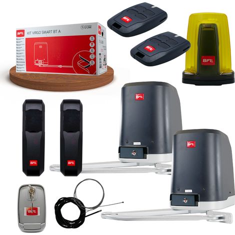 BFT – Kit de motorisation de portail 24V – Moteur électromécanique irréversible – Charge max 200 kg – Longueur vantail max 2 m – Déverrouillage extérieur inclus