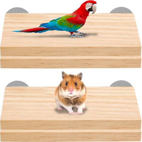 4PCS Natural Wood Bird Platform Seat - Cage Accessories, Parrot Perches Stand, Climbing Platform for Small Animals, Budgies, Chinchilla, Hamster