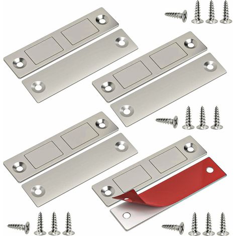Quatre aimants puissants, adaptés aux portes d'armoires, serrures magnétiques, aimants ultra-minces pour armoires, auto-adhésifs, aimants de porte, fermeture magnétique.