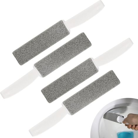 Lot de 4 brosses de nettoyage en pierre ponce grise avec manche, pour le nettoyage des toilettes, de la cuisine, des pommes de douche et du carrelage.-AquaForge (1/5)