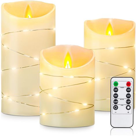 Bougies Led Flamme Vacillante avec Piles Avec Minuterie à Effet De Verre à Distance, Alimentation par Piles, pour Décoration Mariage, Eglise, Chambre, Soirée et Jardin (1/5)