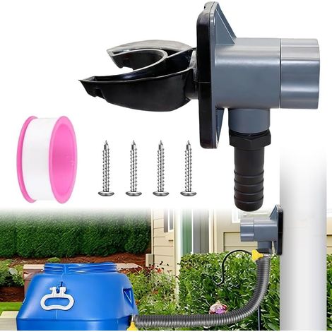 Collecteur d'eau de Pluie pour Tuyau de Descente DN 70-100, Récupérateur d'eau avec Accessoires de Montage, Raccord de Gouttière, Récupérateur Eau de Pluie, pour Toits Jusqu'à 80 m² (1/5)