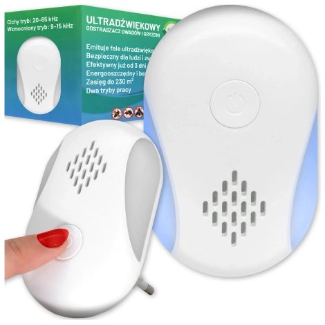 Répulsif anti-insectes ultrasonique pour nid jusqu'à 250 m², contre les insectes, moustiques, mouches, souris, cafards, sans produits chimiques, Alogy DuoGuard™ - Blanc (1/5)