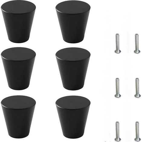 6 Boutons de Meuble Noir, Moderne Poignée Ronde Armoire, Petits Boutons de Tiroir, Métal Boutons de Porte pour Placards Cuisine, Armoires, Commodes, Penderies, Décoration, 20x23mm