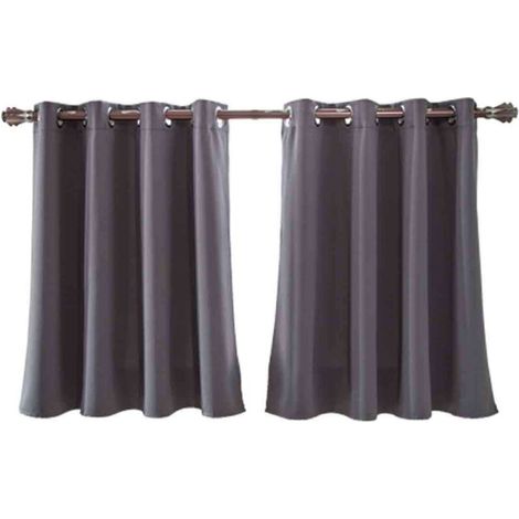 Rideaux Occultants Courts pour Chambre - Longueur Ajustable à Poche pour Tringle - Isolants Thermiques - pour Cuisine/Sous-sol/Salle de Bain - 29x36 Pouces (74x91cm)-DOU