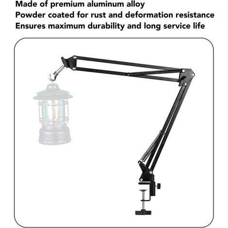 Support de lanterne de camping pliable à angle réglable, poteau de suspension portable en alliage d'aluminium pour lampe de pique-nique en extérieur et en intérieur,DUBUNS (1/3)