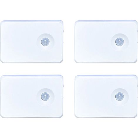 Ensemble de 4 lampes d'escalier sans fil et rechargeables avec détecteur de mouvement, veilleuses LED intelligentes à piles avec détection de mouvement (1/2)