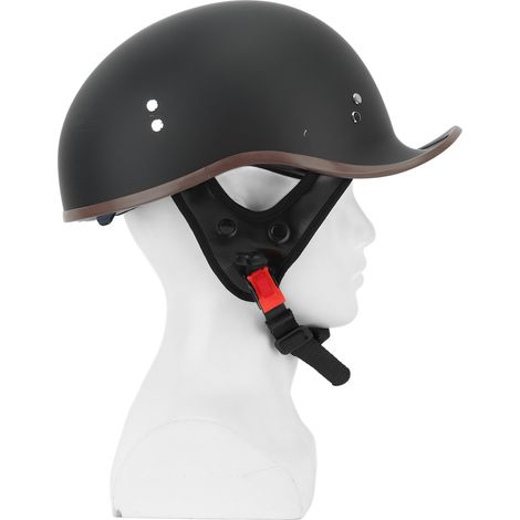 Casque moto demi-jet avec visière solaire ABS hydrofuge profilé extérieur demi-visage pour hommes femmes queue de rat noir mat 007 L 58-59cm (1/5)
