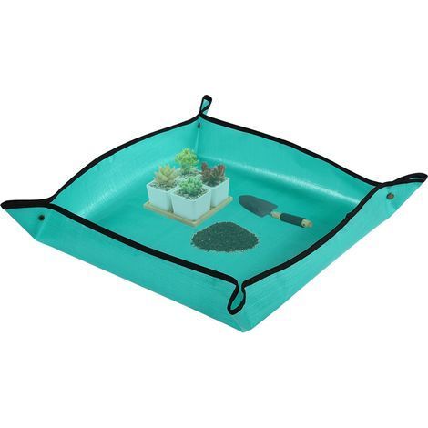 Tapis de rempotage de Plantes,Tapis de Jardinage PE Pliable Imperméable Tapis de Rempotage pour Semis d'intérieur Tapis de Plantation Succulente (68x68cm, Vert) (1/5)