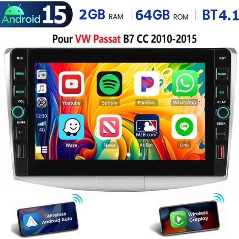 Autoradio 32/64 Go pour VW Passat B7 CC 2010-2015 Android 15 CarPlay USB Type-C - 2+64G (1/5)