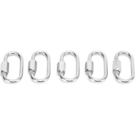 Lot de 5 mousquetons de verrouillage robustes en acier inoxydable à maillons rapides en forme de D avec vis pour l'alpinisme (3,5 mm) (1/5)