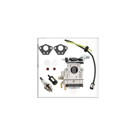 Vergaser für 52 cc, 49 cc, 43 cc Motorsense, Vergaser-Set mit Dichtung, Schlauch, Zündkerze und Kraftstofffilter