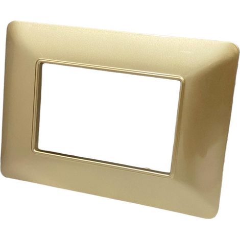 Placchetta per interruttore a 3 posti oro satinato cassetta 503 compatibile con btcino matix supporto cover (1/2)