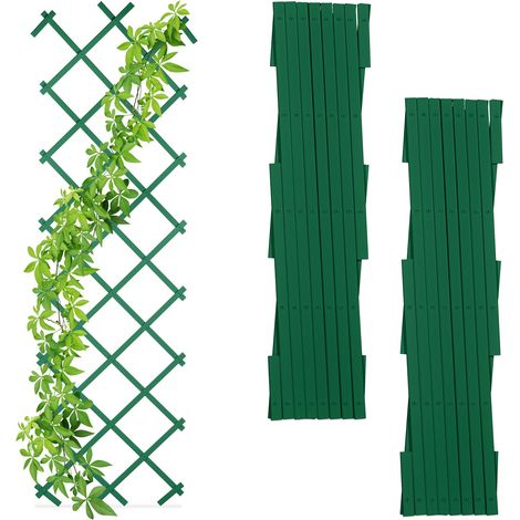 Lot de 3 tuteurs extensibles pour plantes grimpantes jardin 50 x 20 cm en plastique vert (1/5)