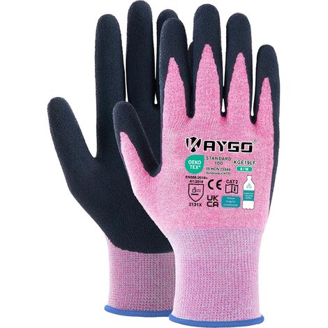 Latex Coated Work Gloves for Women Breathable, 3 Pairs Recycled Polyester Gardening Gloves, Eco-Friendly Patio Gloves, (Pink, M, Size 8) (1/5)