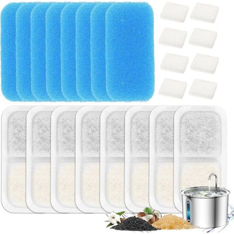 Lot de 8 filtres de rechange pour fontaine à eau PWF-001 de 2 L, système de filtration triple en acier inoxydable pour eau douce (1/5)