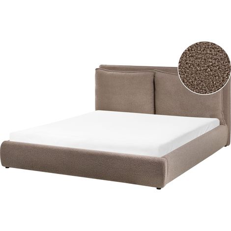 Bett mit Lattenrost Bouclé BAJONNA 160 x 200 cm Braun