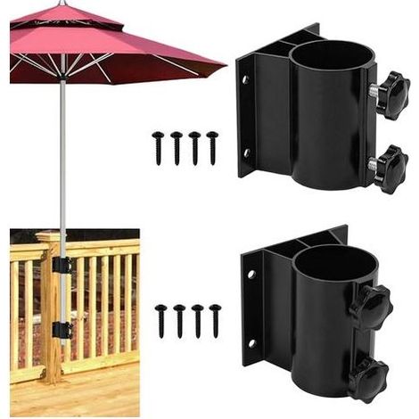 Lot de 2 supports de parasol de terrasse, support de fixation pour base de parasol d'extérieur, pour balustrade de terrasse, balcon ou cour extérieure (1/5)