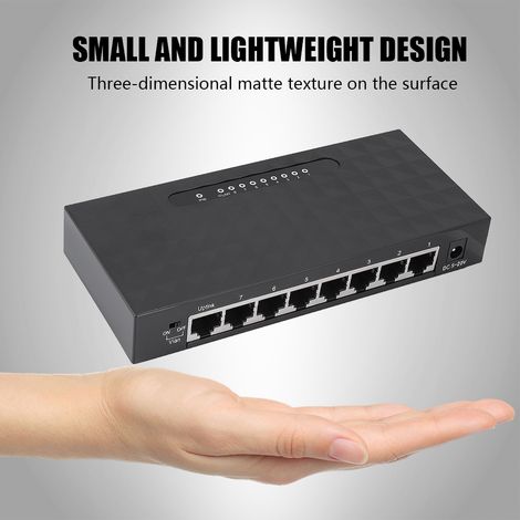 Commutateur Ethernet Gigabit 8 ports avec ports RJ45 10/100/1000 Mbps, adaptateur secteur UE inclus