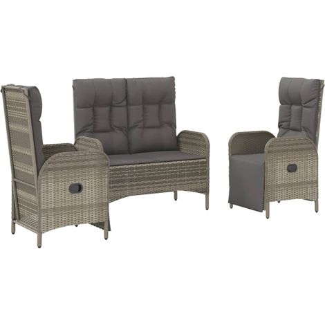 Ensemble à manger de jardin 3 pcs coussins gris résine tressée vidaXL (1/5)