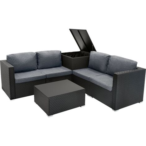 Rattan Modular 6 Piece Furniture Set – Black