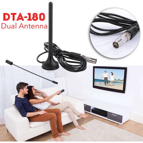 Antenne double d'intérieur DTA-180 HD pour TV numérique DVB-T/T2, amplificateur d'antenne HDTV, récepteur TV Stick, antennes DVBT Surf (1/5)