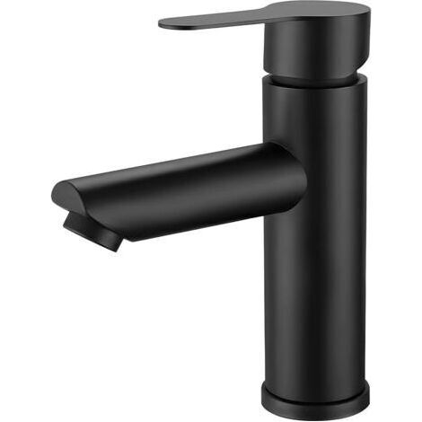 Robinet Salle Bain Noir, Mitigeur Lavabo en Alliage avec L'eau Froide et Chaude Disponible, Robinet Lavabo avec Deux Tuyaux, pour Les Toilettes, La Salle de Bain