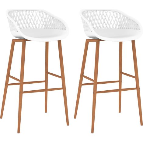 Chaises de bar 2 pcs Blanc (1/5)