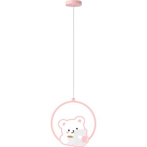 Lampe suspendue ours de dessin animé, lampe suspendue en métal avec abat-jour en acrylique blanc, lampes à suspension d'éclairage décoratif pour chambre d'enfant (1/5)