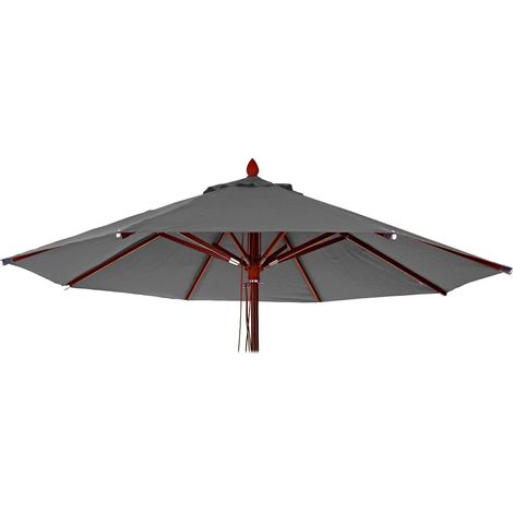 Ersatz-Bezug für Gastronomie Holz-Sonnenschirm HHG-667, Sonnenschirmbezug Ersatzbezug, rund Ø4m Polyester anthrazit