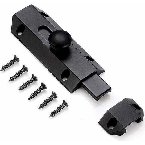 1 Loquet de verrouillage de sécurité avec targette en laiton épais pur, XU, Loquet de portail ultra résistant, Noir - KZQ (1/4)