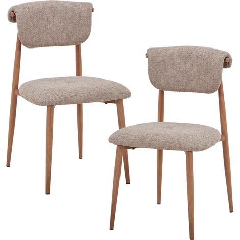 ADRIA - Lot de 2 chaises en tissu taupe pieds couleur bois
