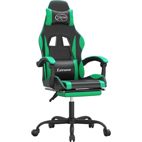 Maison Exclusive - Sedia da Gaming con Poggiapiedi Nero e Verde in Similpelle (1/5)