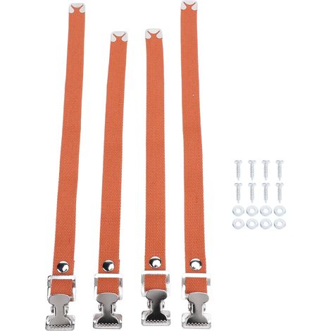 Kit de 4 sangles pour échasses de plaquiste, flexibles, en nylon avec boucle en alliage d'aluminium, réglables, marron. Pièce de rechange pour échasses. (1/5)