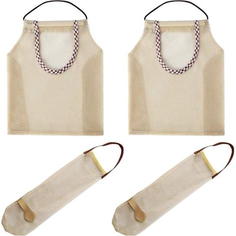 (4 pièces) Sacs de rangement pour fruits et légumes, sacs en maille durables pour fruits et légumes, sacs respirants à suspendre pour bulbes d'ail, cuisine et salle de bain (1/5)