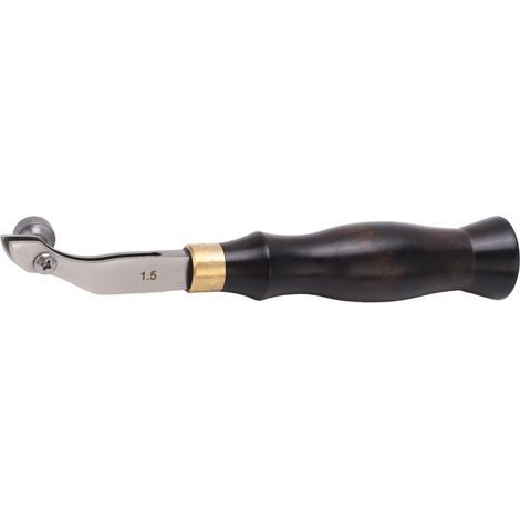 Poinçon à cuir réglable en acier inoxydé avec manche en bois et miroir - Créateur de bordure 1,5 mm pour travail du cuir DIY (1/5)