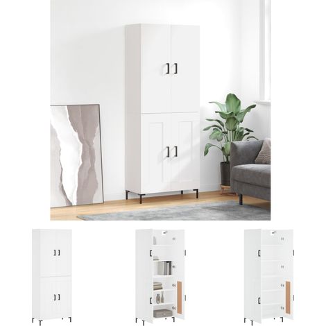 The Living Store Highboard Weiß 69,5x34x180 cm Holzwerkstoff - Sideboards (1/5)