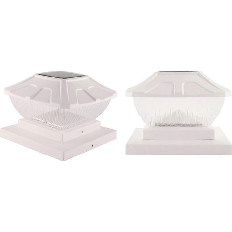 Lot de 2 lampes solaires extérieures pour poteaux, 2 modes d'éclairage, étanches IP65, blanches. (1/5)