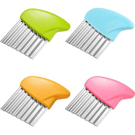 Couteau à découper pommes de terre en acier inoxydable, lot de 4, lame ondulée pour frites maison, légumes, carottes et fruits, outil de cuisine professionnel (1/5)