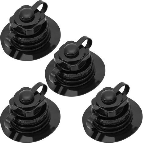 Set di 4 valvole Boston Valves, valvola universale unidirezionale per gonfiabili, gommoni, kayak, piscine, barche, materassi ad aria, colore nero. (1/4)