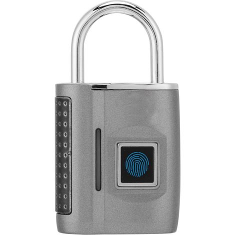 Cadenas à empreinte digitale sans mot de passe, déverrouillage par cadenas douanier pour valise, bagage ou sac à dos, gris