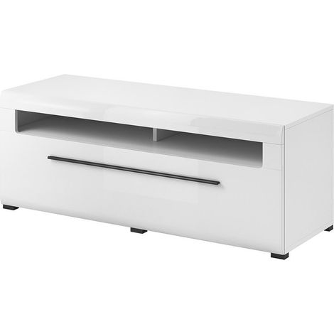 Mobiliario para TV XL 160cm colección BREDA. Color blanco mate y blanco brillante. Estilo diseño.