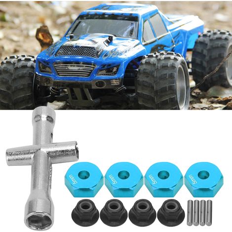 Clé en croix hexagonale M4 avec écrous antidérapants, 12mm pour voiture RC 1/10, épaisseur 5mm (Bleu) (1/5)