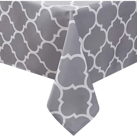 Nappe rectangulaire pour l'intérieur et l'extérieur, résistante aux taches, lavable, en polyester imperméable et durable avec surface anti-rayures, facile d'entretien. (1/5)