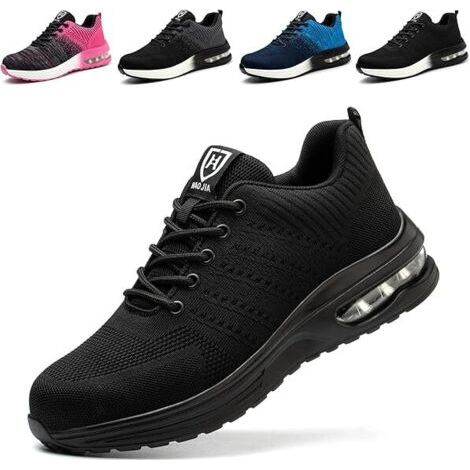 Chaussures de sécurité légères pour hommes et femmes – Embout en acier – Semelle en Kevlar – Respirantes – Confort prolongé – Taille 38 (1/5)