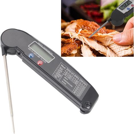 Thermomètre alimentaire pliable, thermomètre électronique intelligent pour mesurer la température du beurre, thermomètre pour barbecue et four de cuisson, noir. (1/5)