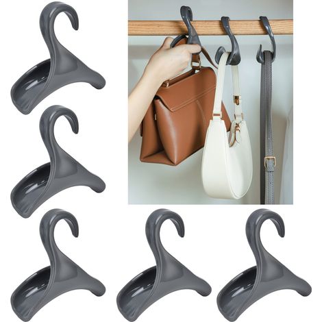Gepäckträger für Taschen, Rucksäcke, Jacken und Gürtel – 11 cm PP-Gepäckträger – 5er-Pack, Grau (1/5)