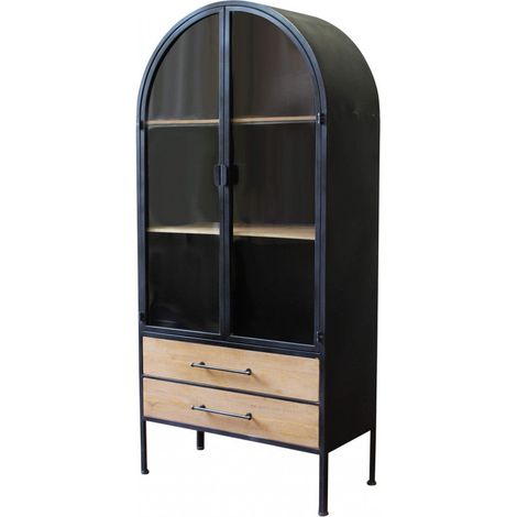 Vetrina da interno con struttura in metallo e legno 2 ante 2 cassetti Linea Industrial (1/5)
